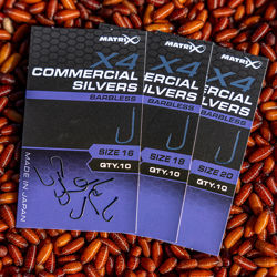 Matrix X4 Commercial Silvers Barbless Spade End Hooks